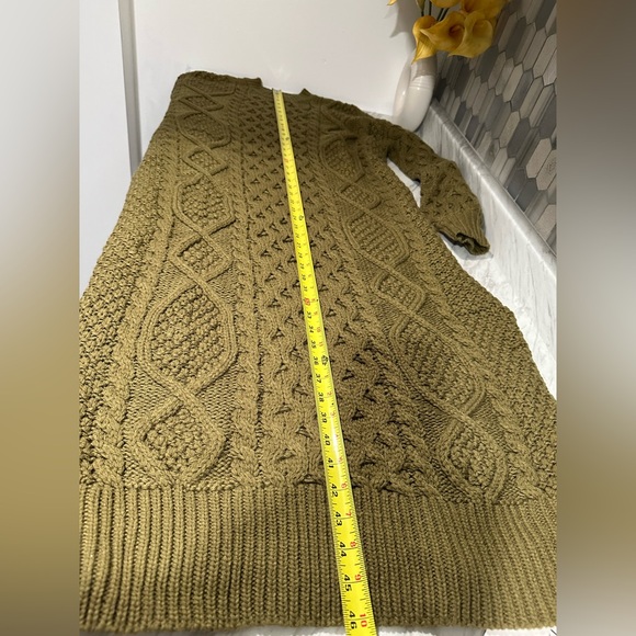 Olive Cable Knit Sweater Dress - Picture 3 of 7